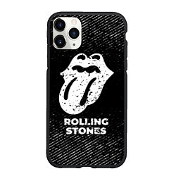 Чехол iPhone 11 Pro матовый Rolling Stones с потертостями на темном фоне, цвет: 3D-черный