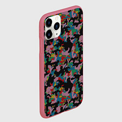 Чехол iPhone 11 Pro матовый Модный разноцветный камуфляж, цвет: 3D-малиновый — фото 2