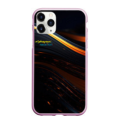 Чехол iPhone 11 Pro матовый Cyberpunk 2077 phantom liberty black gold logo, цвет: 3D-розовый