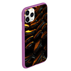 Чехол iPhone 11 Pro матовый Абстрактные золотые камни, цвет: 3D-фиолетовый — фото 2