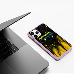 Чехол iPhone 11 Pro матовый Cyberpunk 2077 phantom liberty black gold, цвет: 3D-розовый — фото 2