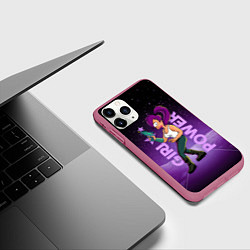Чехол iPhone 11 Pro матовый Futurama: Лила с бластером, цвет: 3D-малиновый — фото 2