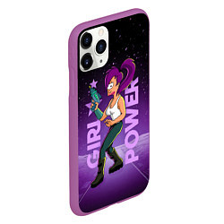 Чехол iPhone 11 Pro матовый Futurama: Лила с бластером, цвет: 3D-фиолетовый — фото 2