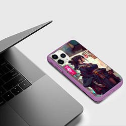 Чехол iPhone 11 Pro матовый Кибер самурай девушка, цвет: 3D-фиолетовый — фото 2