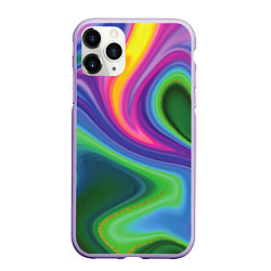 Чехол iPhone 11 Pro матовый Color abstraction, цвет: 3D-светло-сиреневый