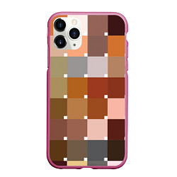 Чехол iPhone 11 Pro матовый Brown squares, цвет: 3D-малиновый