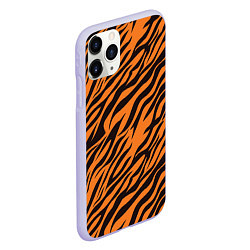 Чехол iPhone 11 Pro матовый Полоски тигра - tiger, цвет: 3D-светло-сиреневый — фото 2