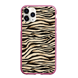 Чехол iPhone 11 Pro матовый Шкура зебры и белого тигра, цвет: 3D-малиновый