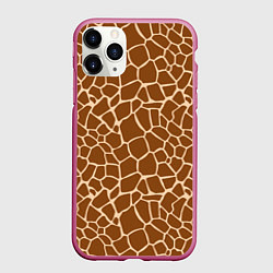 Чехол iPhone 11 Pro матовый Пятнистая шкура жирафа, цвет: 3D-малиновый
