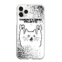 Чехол iPhone 11 Pro матовый Twenty One Pilots рок кот на светлом фоне, цвет: 3D-белый