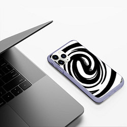 Чехол iPhone 11 Pro матовый Черно-белая воронка, цвет: 3D-светло-сиреневый — фото 2