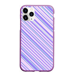 Чехол iPhone 11 Pro матовый Полосы пиксели розовый, цвет: 3D-фиолетовый