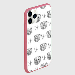 Чехол iPhone 11 Pro матовый Клоунада чб, цвет: 3D-малиновый — фото 2
