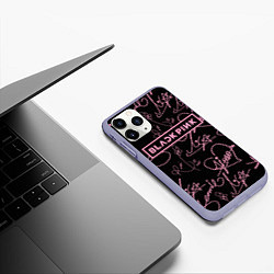 Чехол iPhone 11 Pro матовый Блэкпинк - розовые автографы, цвет: 3D-светло-сиреневый — фото 2
