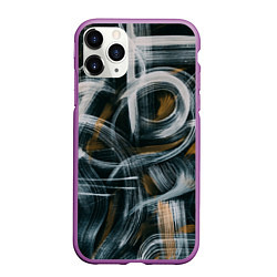 Чехол iPhone 11 Pro матовый Мазки кисти, цвет: 3D-фиолетовый