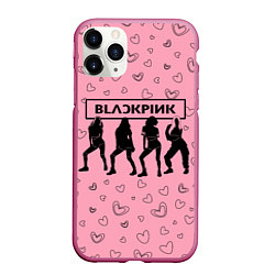 Чехол iPhone 11 Pro матовый Blackpink силуэт, цвет: 3D-малиновый