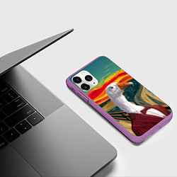 Чехол iPhone 11 Pro матовый Утка пародия на картину Крик, цвет: 3D-фиолетовый — фото 2