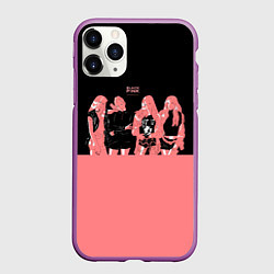 Чехол iPhone 11 Pro матовый BLACK PINK на черно-розовом, цвет: 3D-фиолетовый
