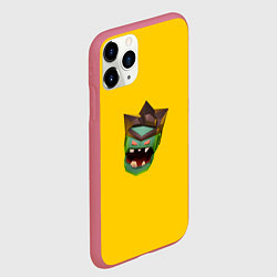 Чехол iPhone 11 Pro матовый Two Guys & Zombies 3D - Паттерн голова зомби, цвет: 3D-малиновый — фото 2