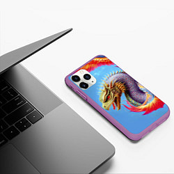 Чехол iPhone 11 Pro матовый Dragon - irezumi - tattoo - Japan, цвет: 3D-фиолетовый — фото 2