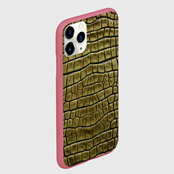 Чехол iPhone 11 Pro матовый Текстура кожи крокодила, цвет: 3D-малиновый — фото 2