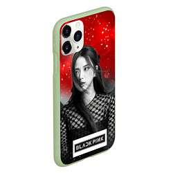 Чехол iPhone 11 Pro матовый Jisoo black red background, цвет: 3D-салатовый — фото 2