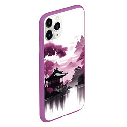 Чехол iPhone 11 Pro матовый Японские мотивы - фиолетовый, цвет: 3D-фиолетовый — фото 2