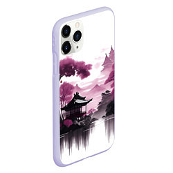 Чехол iPhone 11 Pro матовый Японские мотивы - фиолетовый, цвет: 3D-светло-сиреневый — фото 2