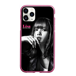 Чехол iPhone 11 Pro матовый Blackpink Lisa in leather jacket, цвет: 3D-малиновый