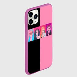 Чехол iPhone 11 Pro матовый Группа Black pink на черно-розовом фоне, цвет: 3D-фиолетовый — фото 2