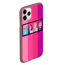 Чехол iPhone 11 Pro матовый Группа Black pink на фоне оттенков розового, цвет: 3D-коричневый — фото 2