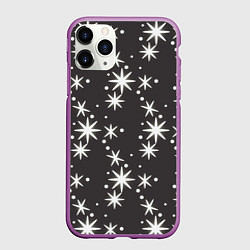 Чехол iPhone 11 Pro матовый Звёздные снежинки, цвет: 3D-фиолетовый
