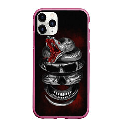 Чехол iPhone 11 Pro матовый Snake skull, цвет: 3D-малиновый