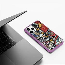 Чехол iPhone 11 Pro матовый Japanese art, цвет: 3D-фиолетовый — фото 2