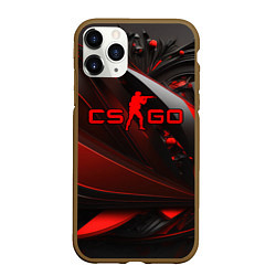 Чехол iPhone 11 Pro матовый CS GO red and black, цвет: 3D-коричневый