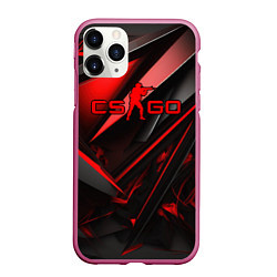 Чехол iPhone 11 Pro матовый CS GO black red, цвет: 3D-малиновый