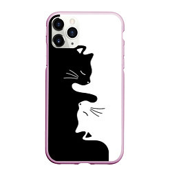Чехол iPhone 11 Pro матовый Котики Инь-Янь, цвет: 3D-розовый