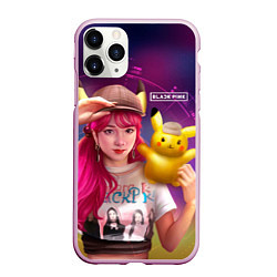 Чехол iPhone 11 Pro матовый Jisoo and Pikachu, цвет: 3D-розовый