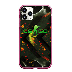 Чехол iPhone 11 Pro матовый CSGO green logo, цвет: 3D-малиновый