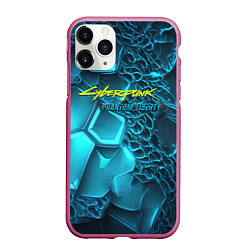 Чехол iPhone 11 Pro матовый Cyberpunk ice logo, цвет: 3D-малиновый