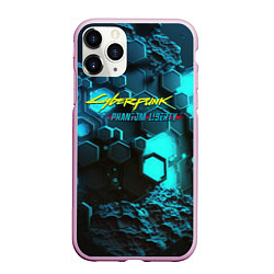 Чехол iPhone 11 Pro матовый Cyberpunk 2077 phantom liberty blue abstract, цвет: 3D-розовый