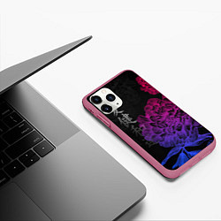 Чехол iPhone 11 Pro матовый Neon flowers - japanese art, цвет: 3D-малиновый — фото 2