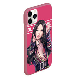 Чехол iPhone 11 Pro матовый Blackpink Jisoo art, цвет: 3D-малиновый — фото 2