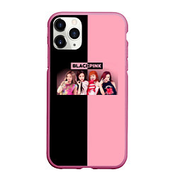 Чехол iPhone 11 Pro матовый Черно-розовый градиент Black Pink, цвет: 3D-малиновый