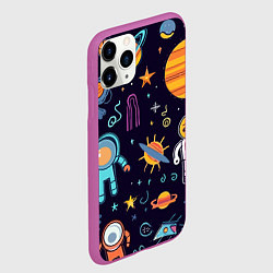 Чехол iPhone 11 Pro матовый Яркий космический паттерн, цвет: 3D-фиолетовый — фото 2