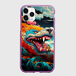 Чехол iPhone 11 Pro матовый Художественный дракон от нейросети, цвет: 3D-фиолетовый