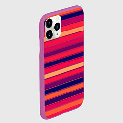 Чехол iPhone 11 Pro матовый Полосатый ярко-красный, цвет: 3D-фиолетовый — фото 2