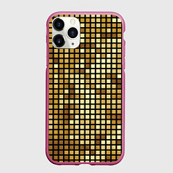 Чехол iPhone 11 Pro матовый Золотая мозаика, поверхность диско шара, цвет: 3D-малиновый