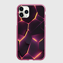 Чехол iPhone 11 Pro матовый Пурпурные неоновые плиты, цвет: 3D-малиновый