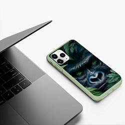 Чехол iPhone 11 Pro матовый Крупная морда гориллы, цвет: 3D-салатовый — фото 2